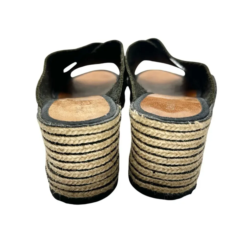 Casteller Espana | Women | Leather Cross Strap Espadrille Heeled Slides | 10.5